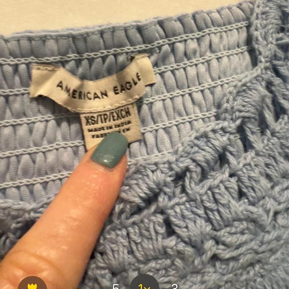 American Eagle Outfitters Sky Blue Crochet Top